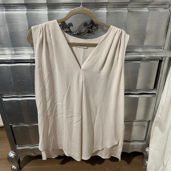 MM. Lafleur V-Neck Beige Plus Size Tapered Blouse - Picture 2 of 3